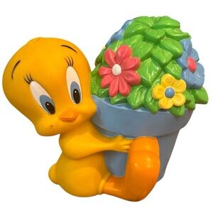 TWEETY BIRD WB Warner Bros. Studio Store Coin Bank Piggy Flower Pot Vintage 1998